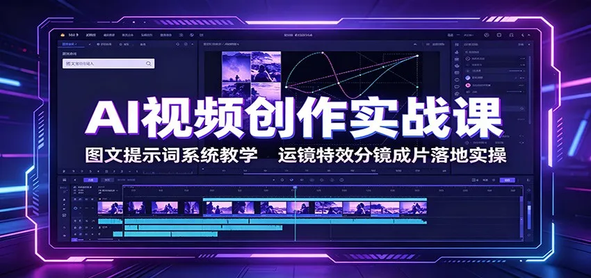 AI视频创作实战课：图文提示词系统教学，运镜特效分镜成片落地实操-北极星资源库