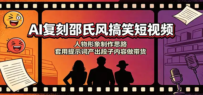 AI复刻邵氏风搞笑短视频：人物形象制作思路，套用提示词产出段子内容做带货-北极星资源库