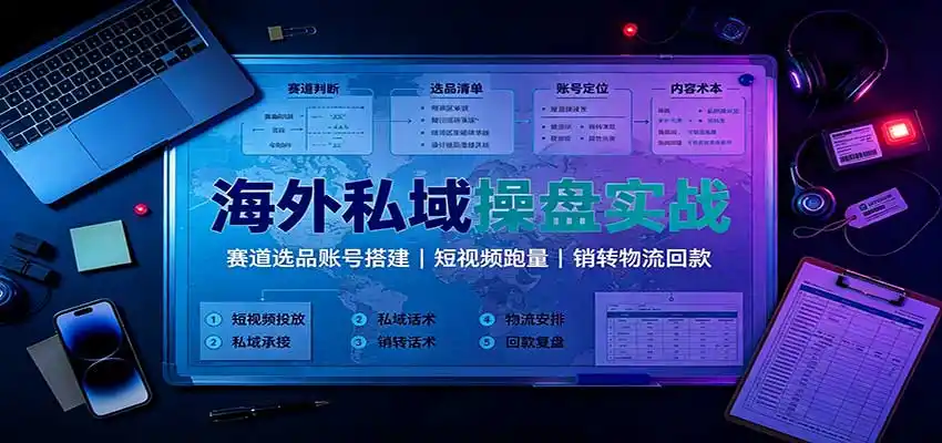 海外私域操盘实战：赛道选品账号搭建，短视频跑量，销转物流回款-北极星资源库