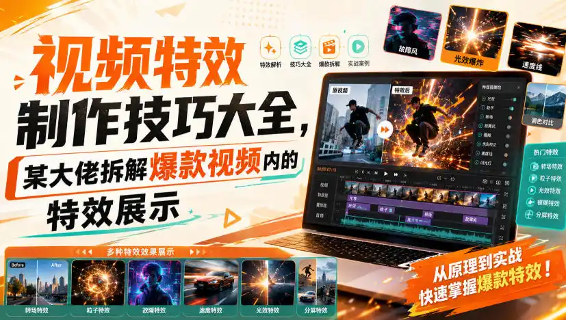 视频特效制作技巧大全，某大佬拆解爆款视频内的特效展示-北极星资源库