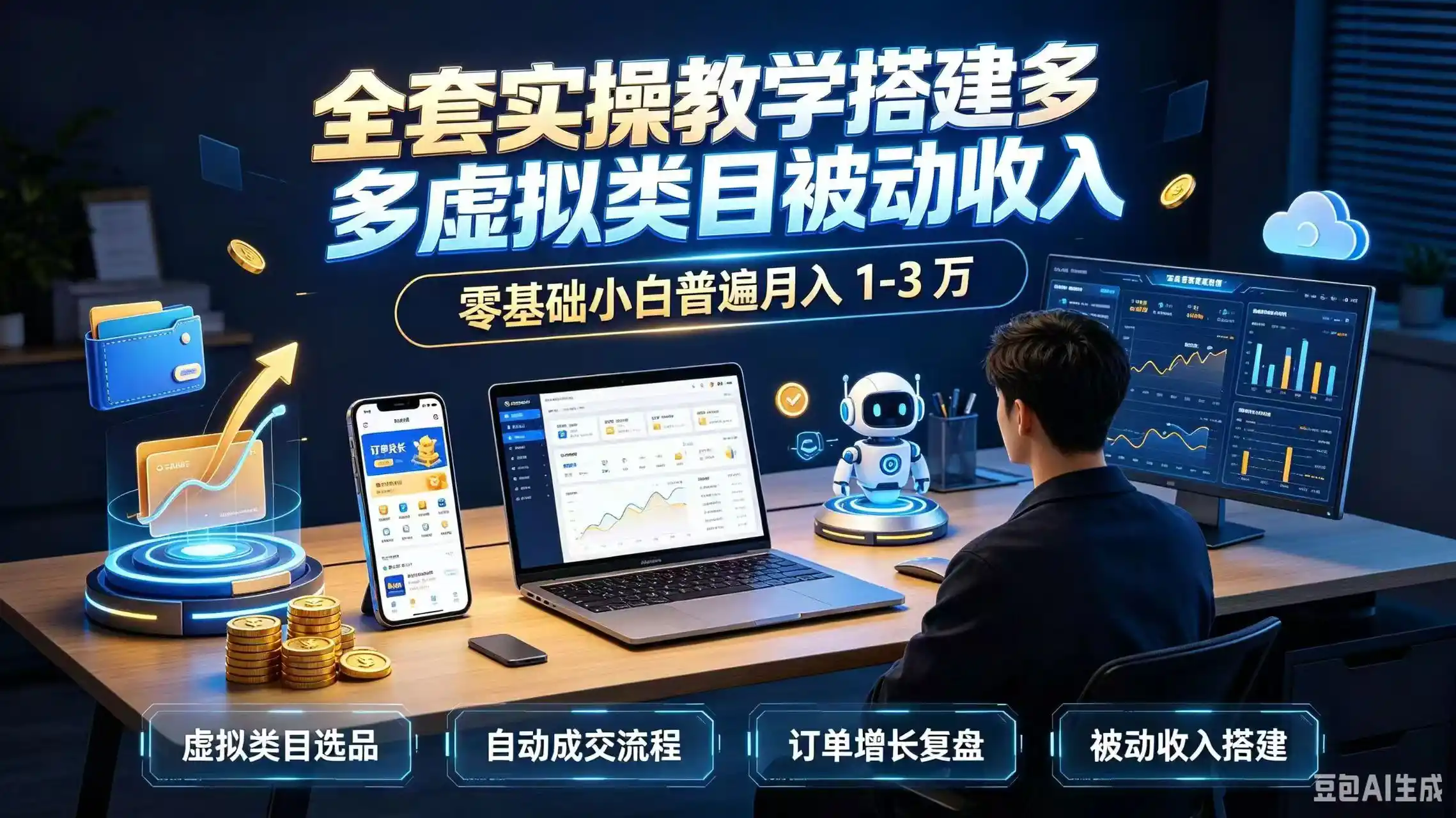 全套实操教学搭建多多虚拟类目被动收入，零基础小白普遍月入 1-3 万-北极星资源库