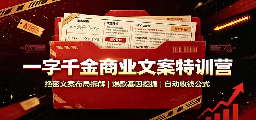 一字千金商业文案特训营：绝密文案布局拆解，爆款基因挖掘，自动收钱公式-北极星资源库