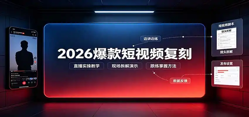 2026爆款短视频复刻：直播实操教学，配套文字文档掌握全流程-北极星资源库