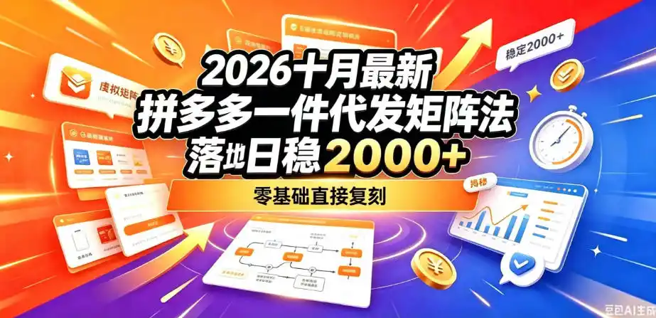 2026十月最新拼多多一件代发矩阵落地玩法，无需囤货压货，日稳入2k+，零基础直接复刻【揭秘】-北极星资源库