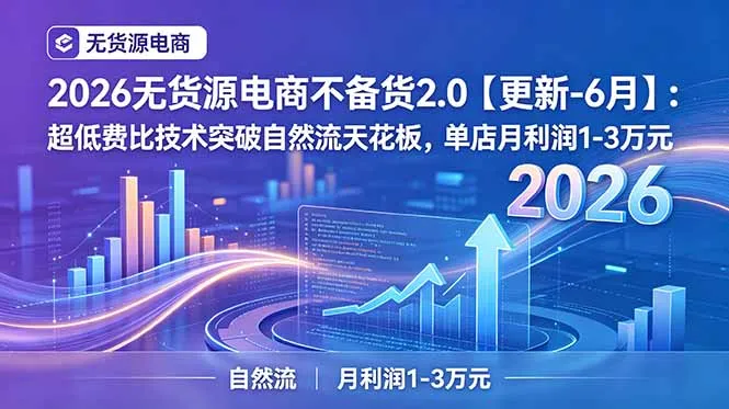 2026无货源电商不备货2.0【更新-7月】：超低费比技术突破自然流天花板，单店月利润1-3万元-北极星资源库