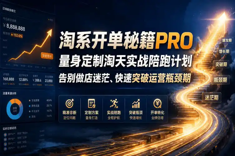 淘系开单秘籍PRO,量身定制淘天实战陪跑计划,告别做店迷茫、快速突破运营瓶颈期(更新261012)-北极星资源库