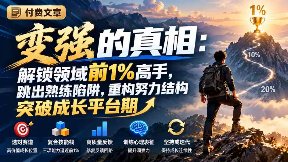 付费文章：变强的真相：解锁领域前1%高手，跳出熟练陷阱，重构努力结构突破成长平台期-北极星资源库