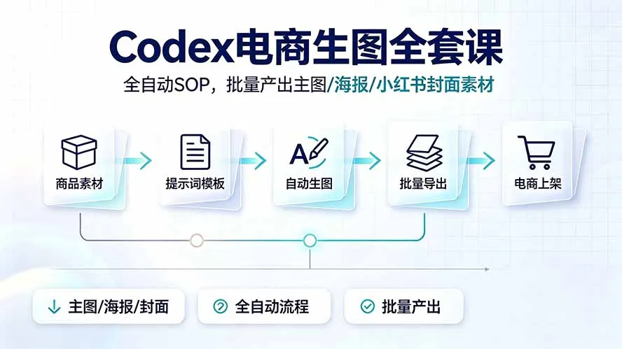 Codex电商生图全套课｜全自动SOP，批量产出主图/海报/小红书封面素材-北极星资源库