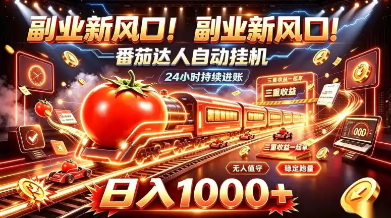 副业新风口！番茄达人自动挂G，24小时持续进账，三重收益一起拿，日入1000+【揭秘】-北极星资源库