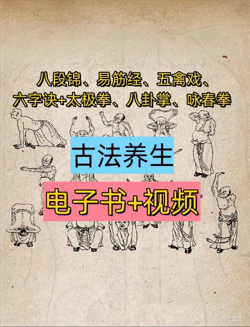 健身养生资源合集[电子书+视频]【八段锦、易筋经、五禽戏、六字诀+太极拳、八卦掌、咏春拳、形意拳等传统武术】电商热销956-北极星资源库