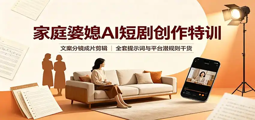 家庭婆媳AI短剧创作特训：文案分镜成片剪辑，全套提示词与平台潜规则干货-北极星资源库