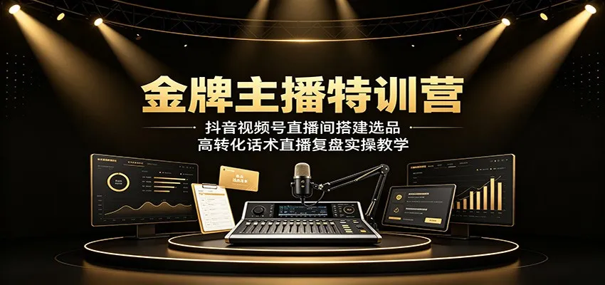 金牌主播特训营：抖音视频号直播间搭建选品，高转化话术直播复盘实操教学-北极星资源库