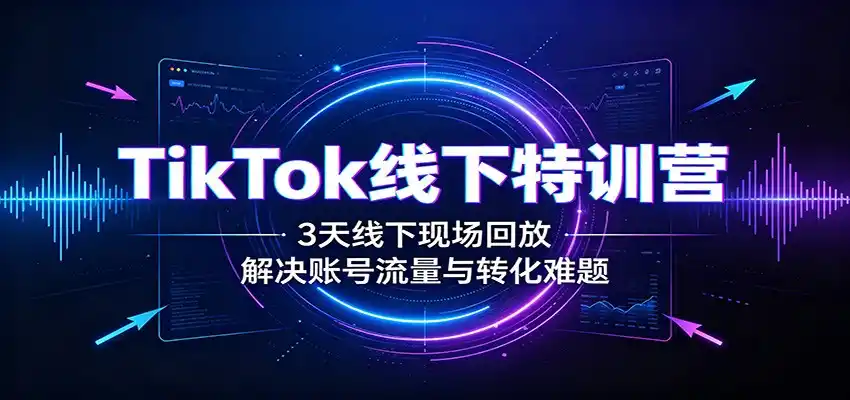 TikTok线下特训营：3天线下现场回放，解决账号流量与转化难题-北极星资源库