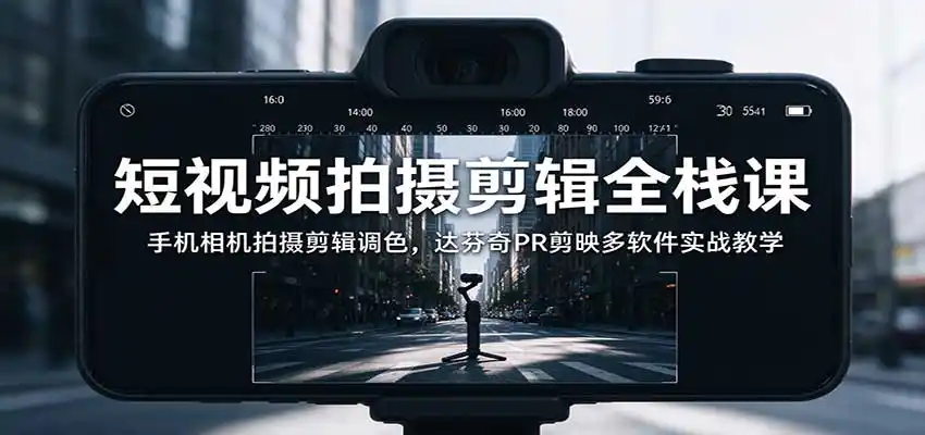 短视频拍摄剪辑全栈课：手机相机拍摄剪辑调色，达芬奇PR剪映多软件实战教学-北极星资源库