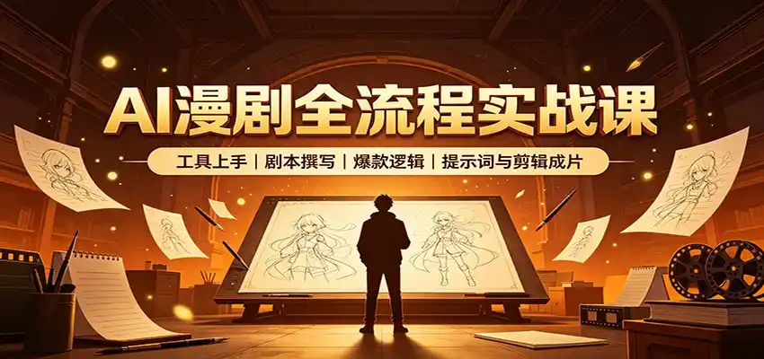 AI漫剧全流程实战课：工具上手、剧本撰写、爆款逻辑、提示词与剪辑成片-北极星资源库