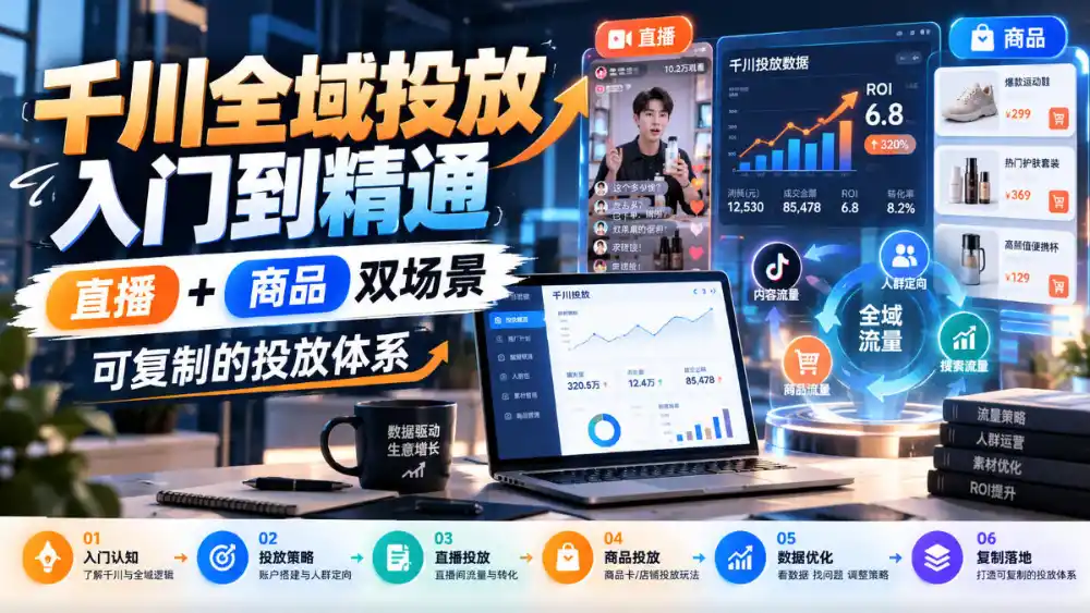 千川全域投放入门到精通，直播+商品双场景，可复制的投放体系-北极星资源库