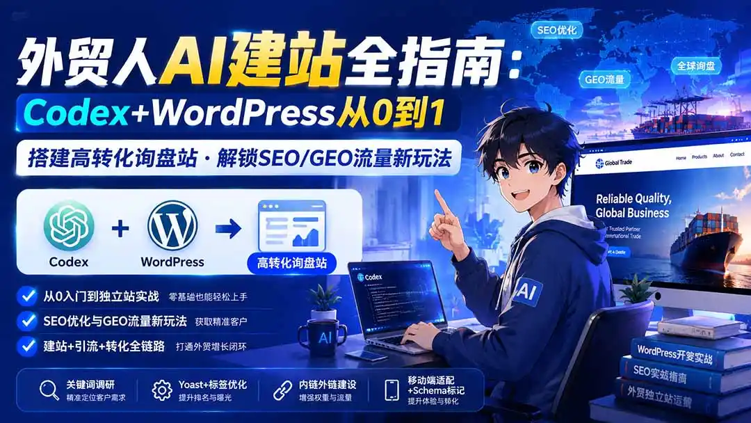 外贸人AI建站全指南：Codex+WordPress从0到1·搭建高转化询盘站·解锁SEO/GEO流量新玩法-更新8月-北极星资源库
