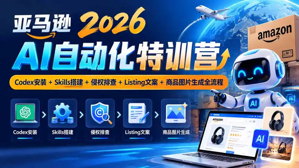 亚马逊2026AI自动化-10月特训营：Codex安装+Skills搭建+侵权排查+Listing文案+商品图片生成全流程-北极星资源库