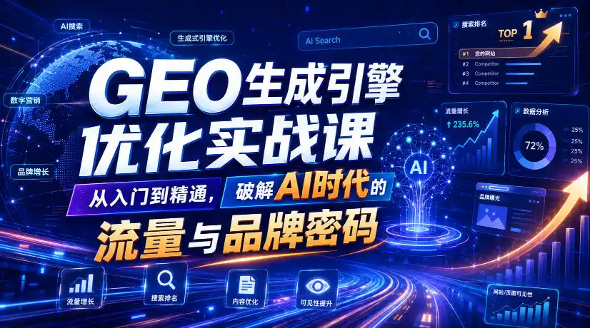 GEO生成引擎优化实战课，从入门到精通，破解AI时代的流量与品牌密码-北极星资源库