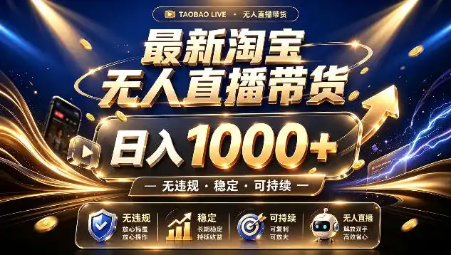 拒绝死工资！最新淘宝无人直播带货日入1k+，无违规·稳定·可持续，让你睡觉都在进账【揭秘】-北极星资源库
