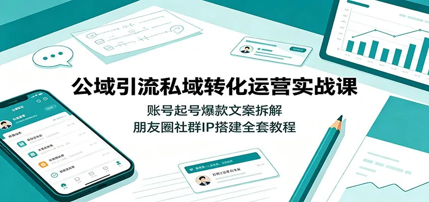 公域引流私域转化运营实战课:账号起号爆款文案拆解,朋友圈社群IP搭建全套教程-北极星资源库