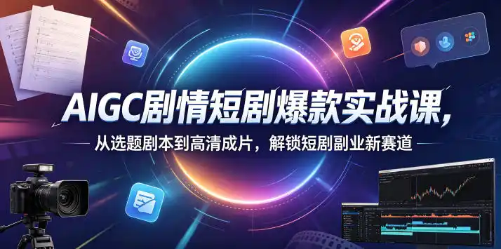 AIGC剧情短剧爆款实战课，从选题剧本到高清成片，解锁短剧副业新赛道(更新0906)-北极星资源库