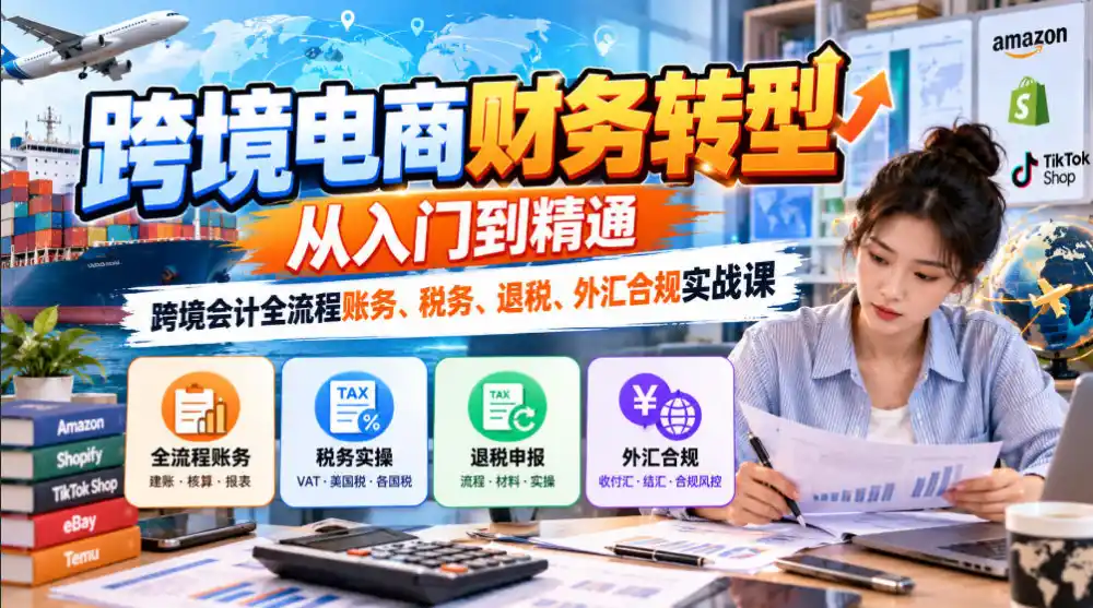 跨境电商财务转型：从入门到精通｜跨境会计全流程账务、税务、退税、外汇合规实战课-北极星资源库