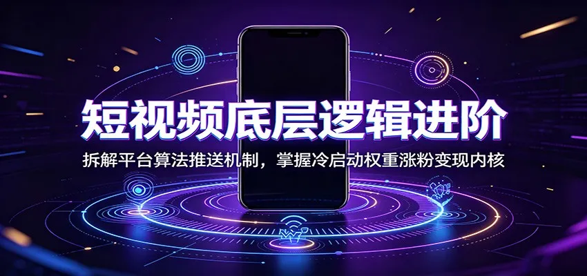 短视频底层逻辑进阶:拆解平台算法推送机制,掌握冷启动权重涨粉变现内核-北极星资源库
