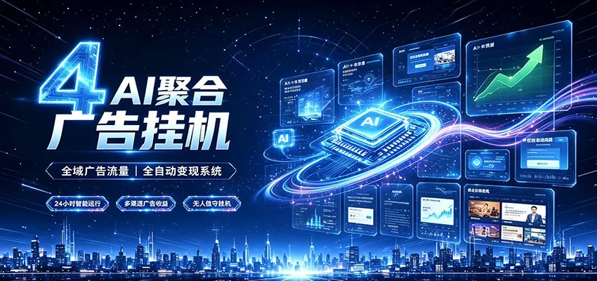 全域广告流量聚合，AI无人挂机稳赚佣金，打造长期稳定被动收入副业-北极星资源库