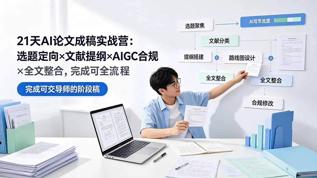 21天AI论文成稿实战营：选题定向×文献提纲×AIGC合规×全文整合，完成可交导师的阶段稿-北极星资源库
