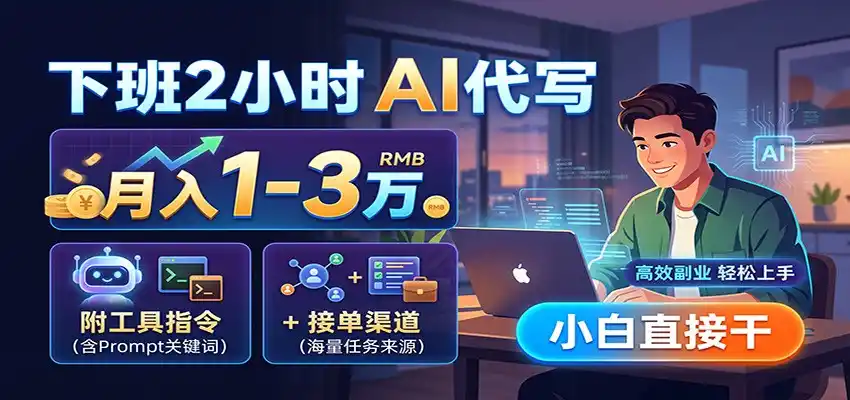 下班2小时AI代写，月入1-3万，附工具指令+接单渠道，小白直接干-北极星资源库