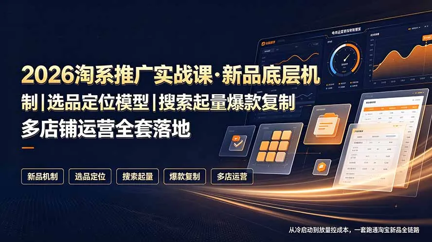 2026淘系推广实战课·新品底层机制｜选品定位模型｜搜索起量爆款复制多店铺运营全套落地教程-北极星资源库