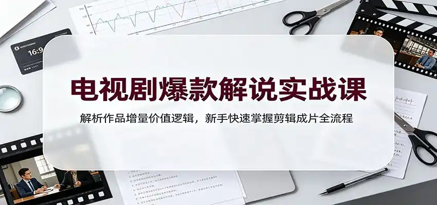 电视剧爆款解说实战课：解析作品增量价值逻辑，新手快速掌握剪辑成片全流程-北极星资源库