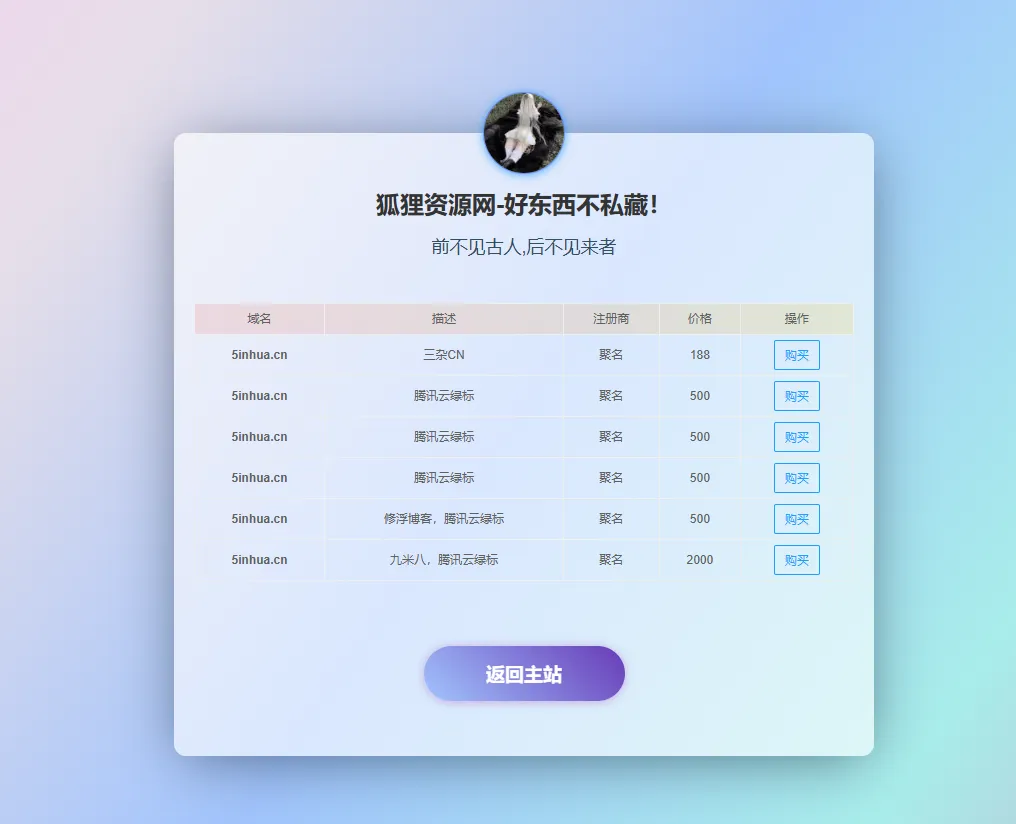 域名出售单页源码-北极星资源库