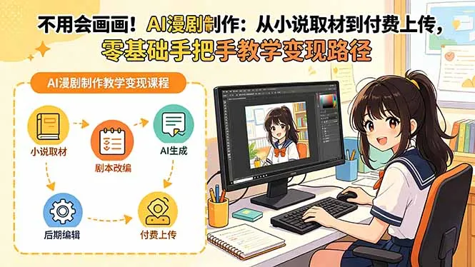 不用会画画！AI漫剧制作：从小说取材到付费上传，零基础手把手教学变现路径(更新-北极星资源库