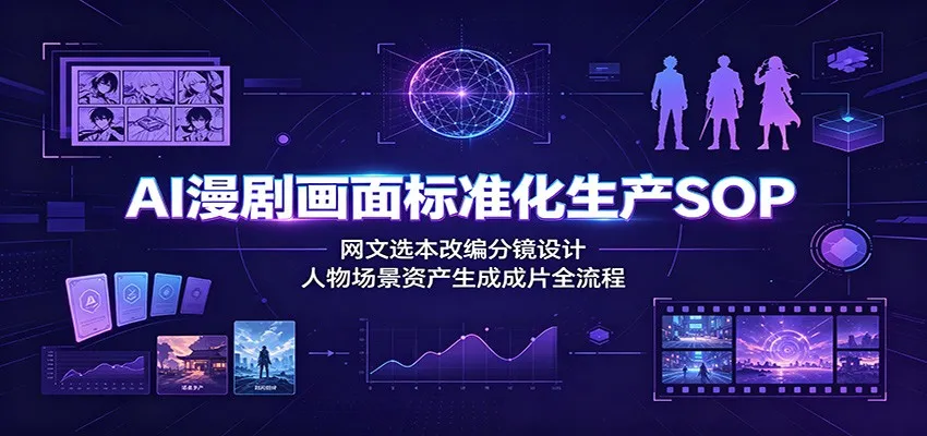 AI漫剧画面标准化生产SOP：网文选本改编分镜设计，人物场景资产生成成片全流程-北极星资源库