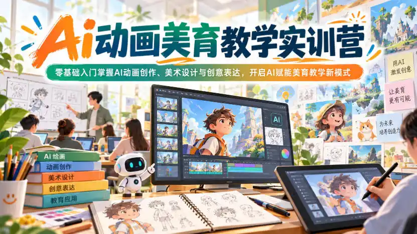 Ai动画美育教学实训营，零基础入门掌握AI动画创作、美术设计与创意表达，开启AI赋能美育教学新模式-北极星资源库