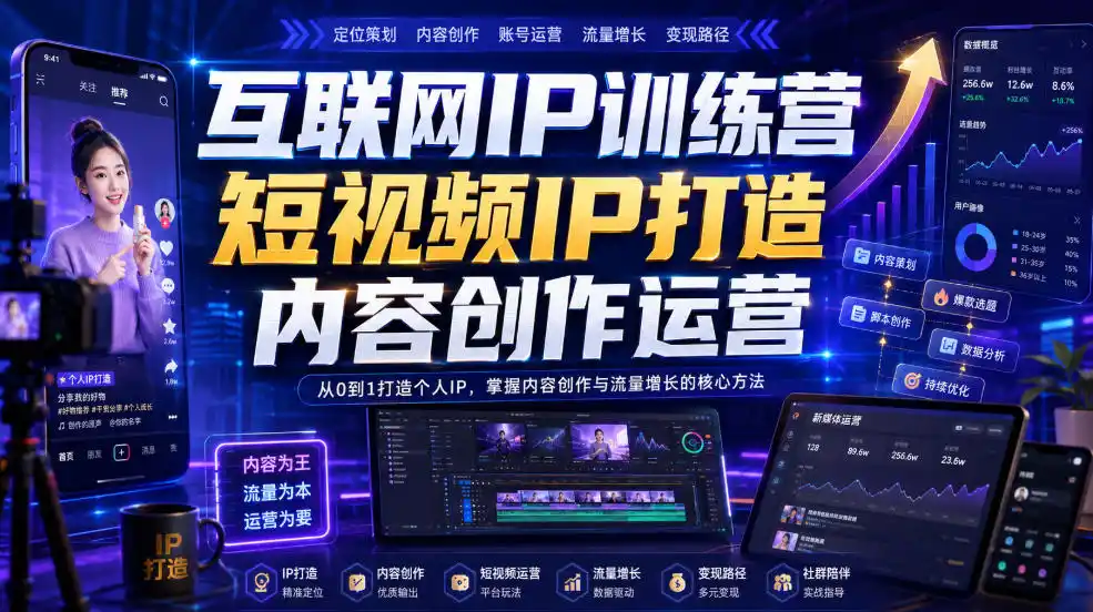 互联网IP训练营，短视频IP打造，内容创作运营-北极星资源库
