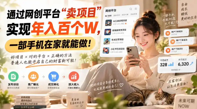 靠卖网创项目变现，一年拿下百万收益！一台手机就能操作！-北极星资源库