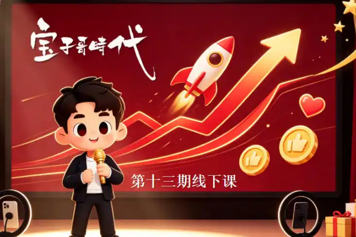 宝子哥抖音直播第13期VIP线下课9月5-6日，26年最值得看的直播课程，快速突破直播间流量瓶颈，打造高效起号闭环-北极星资源库