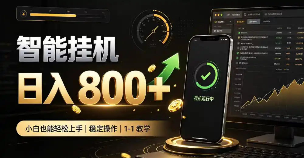 零值守智能挂G，副业高效增收居家智能挂G，新手也能日入800【揭秘】-北极星资源库