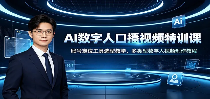 AI数字人口播视频特训课:账号定位工具选型教学,多类型数字人视频制作教程-北极星资源库