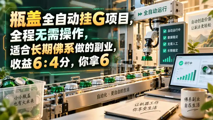 瓶盖全自动挂G项目，全程无需操作，适合长期佛系做的副业，收益6：4分，你拿6【揭秘】-北极星资源库
