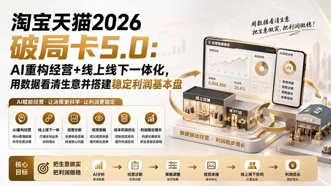 淘宝天猫2026破局卡5.0：AI重构经营+线上线下一体化，用数据看清生意并搭建稳定利润基本盘-北极星资源库
