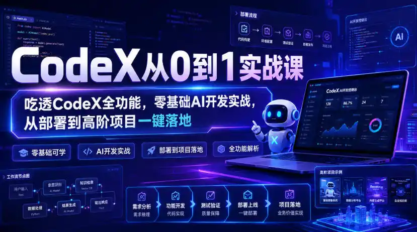 CodeX从0到1实战课，吃透CodeX全功能，零基础AI开发实战，从部署到高阶项目一键落地-北极星资源库