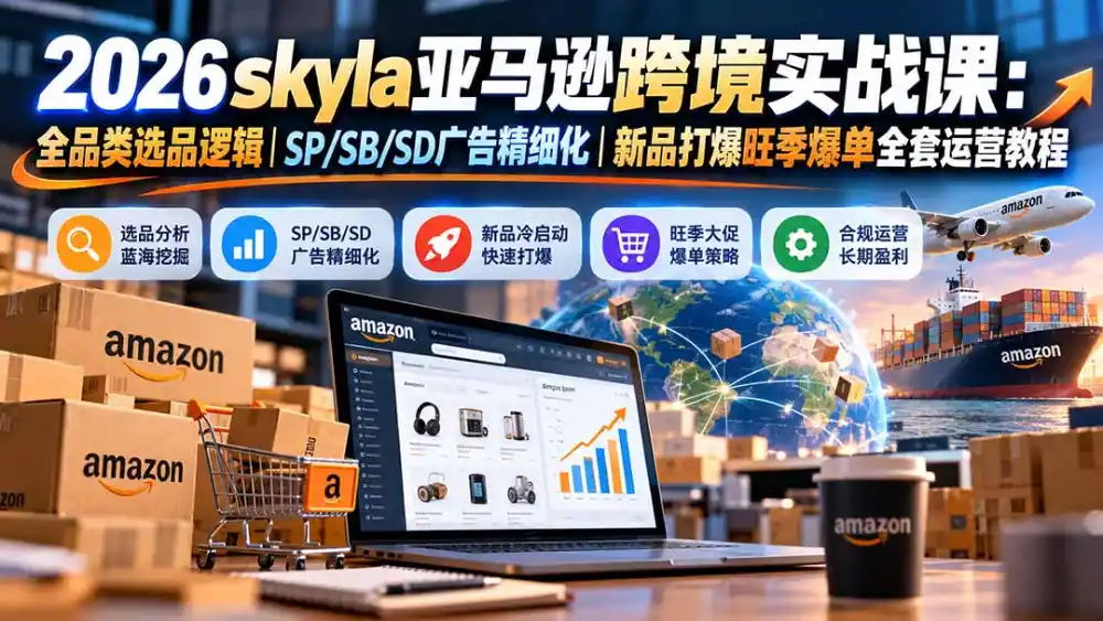 skyla亚马逊跨境实战课-更新1019：全品类选品逻辑｜SP/SB/SD广告精细化｜新品打爆旺季爆单全套运营教程-北极星资源库
