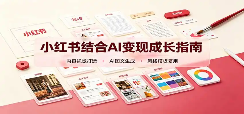 小红书结合AI变现成长指南：账号精准定位，内容视觉打造，搭建可复制流量获客体系-北极星资源库