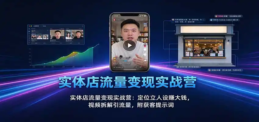 实体店流量变现实战营：定位立人设赚大钱，视频拆解引流量，附获客提示词-北极星资源库