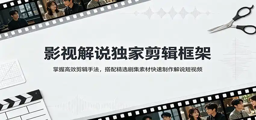 影视解说独家剪辑框架：掌握高效剪辑手法，搭配精选剧集素材快速制作解说短视频-北极星资源库
