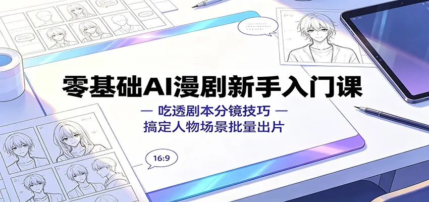 零基础AI漫剧新手入门课:吃透剧本分镜技巧,搞定人物场景批量出片-北极星资源库